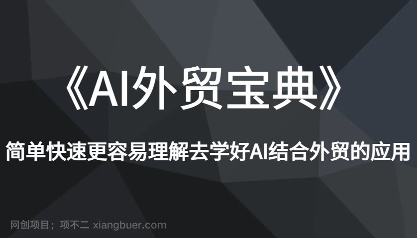 【第13229期】《AI外贸宝典》简单快速更容易理解去学好AI结合外贸的应用