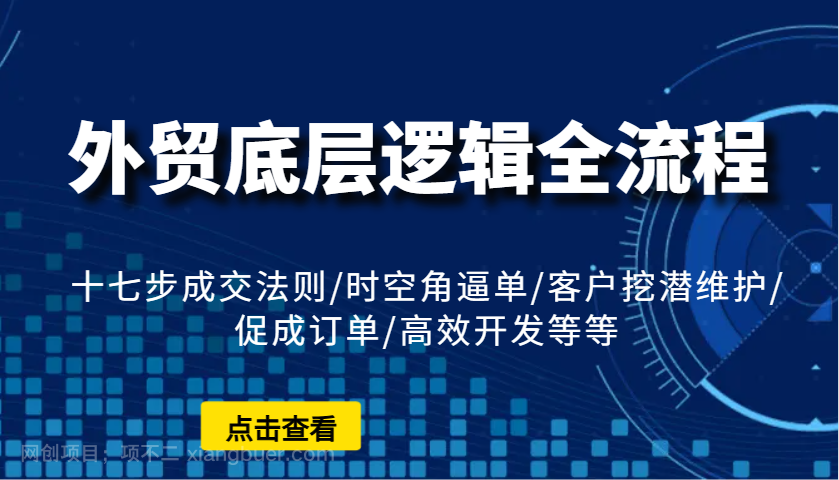 【第14252期】外贸底层逻辑全流程：十七步成交法则/时空角逼单/客户挖潜维护/促成订单/高效开发等等