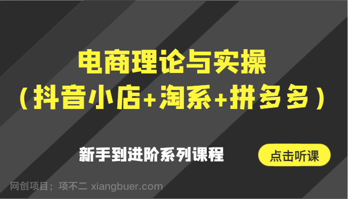 【第10471期】电商理论与实操（抖音小店+淘系+拼多多）新手到进阶系列课程