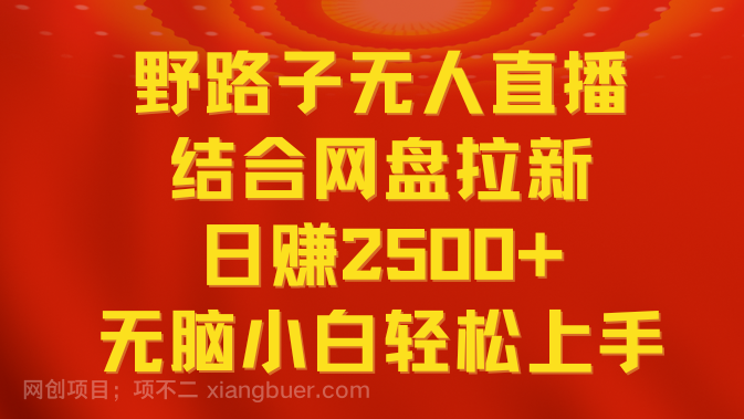 【第10540期】无人直播野路子结合网盘拉新，日赚2500+多平台变现，小白无脑轻松上手操作