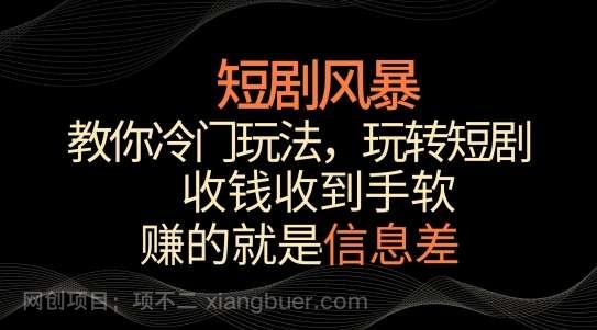 【第11382期】短剧风暴，教你冷门玩法，玩转短剧，收钱收到手软