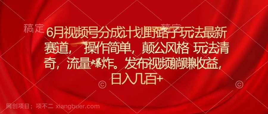 【第12501期】6月视频号分成计划野路子玩法最新赛道操作简单，颠公风格玩法清奇