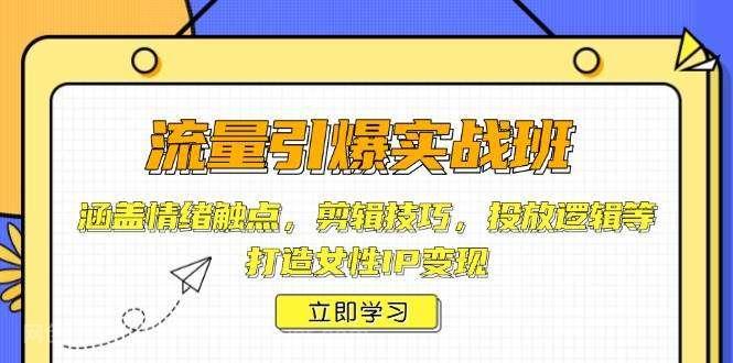 【第14491期】流量引爆实战班，涵盖情绪触点，剪辑技巧，投放逻辑等，打造女性IP变现