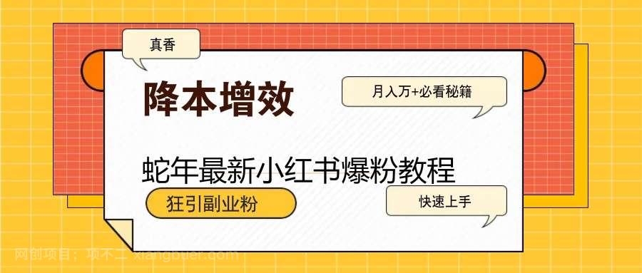  【第14507期】蛇年最新小红书爆粉教程，狂引副业粉，月入万+必看