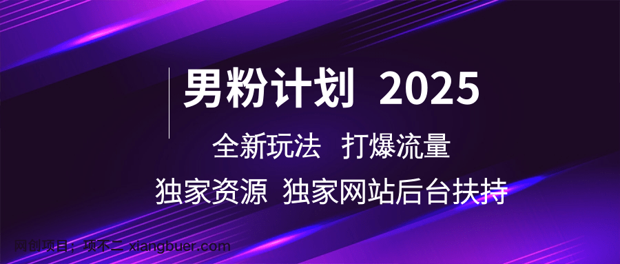 【第15095期】男粉计划2025 全新玩法打爆流量 独立网站 独立资源后台扶持