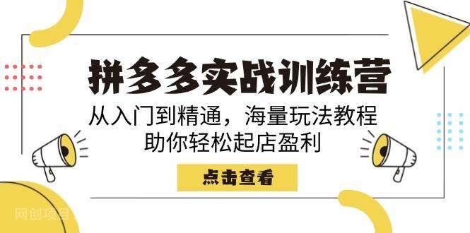 【第15095期】拼多多实战训练营，从入门到精通，海量玩法教程，助你轻松起店盈利