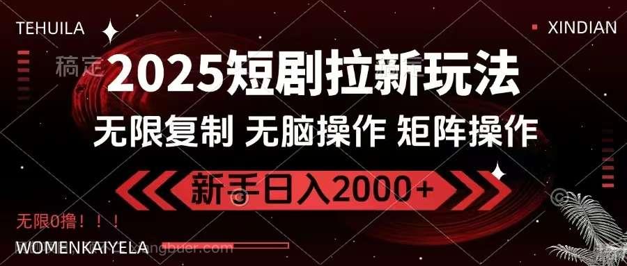 【第15111期】2025短剧拉新玩法，无需注册登录，无限0撸，无脑批量操作日入2000+