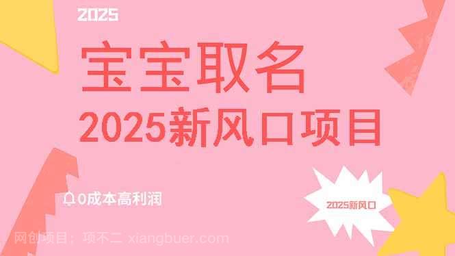 【第14255期】2025新风口项目宝宝取名，0成本高利润，附保姆级教程，月入过万不是梦